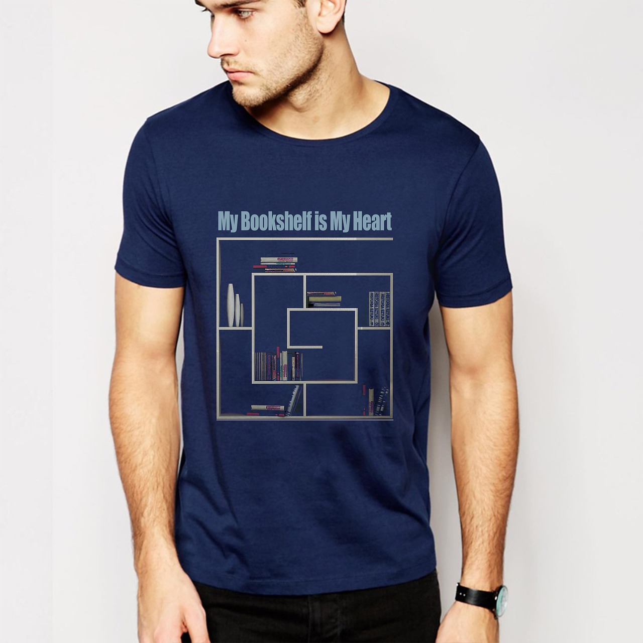 t-shirt design, book-self, boy