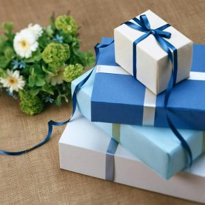 Stacked Blue Colored Gift Boxes